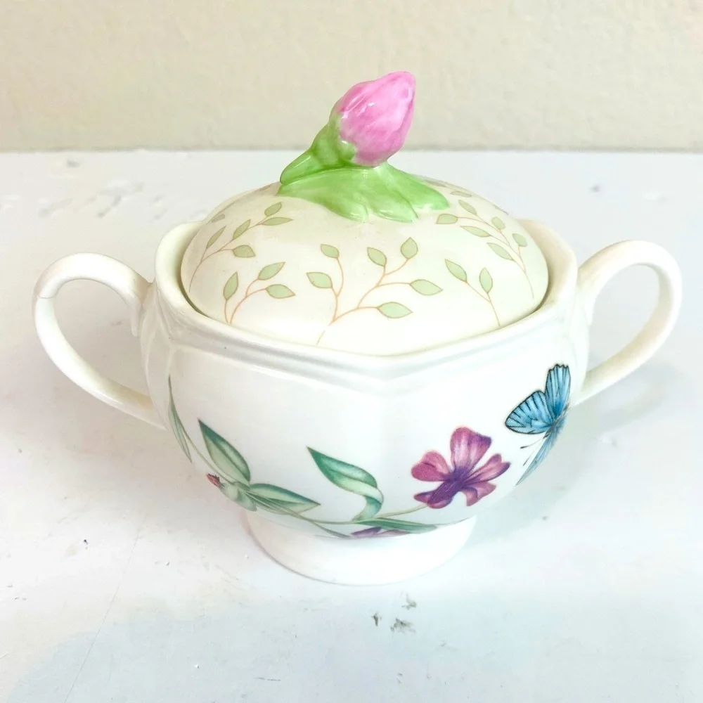 Lenox Butterfly Meadow Creamer And Sugar Bowl W/Lid